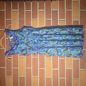 Pinky A-Line Women's Blue Green Mesh Net Overlay Dress, Size: S